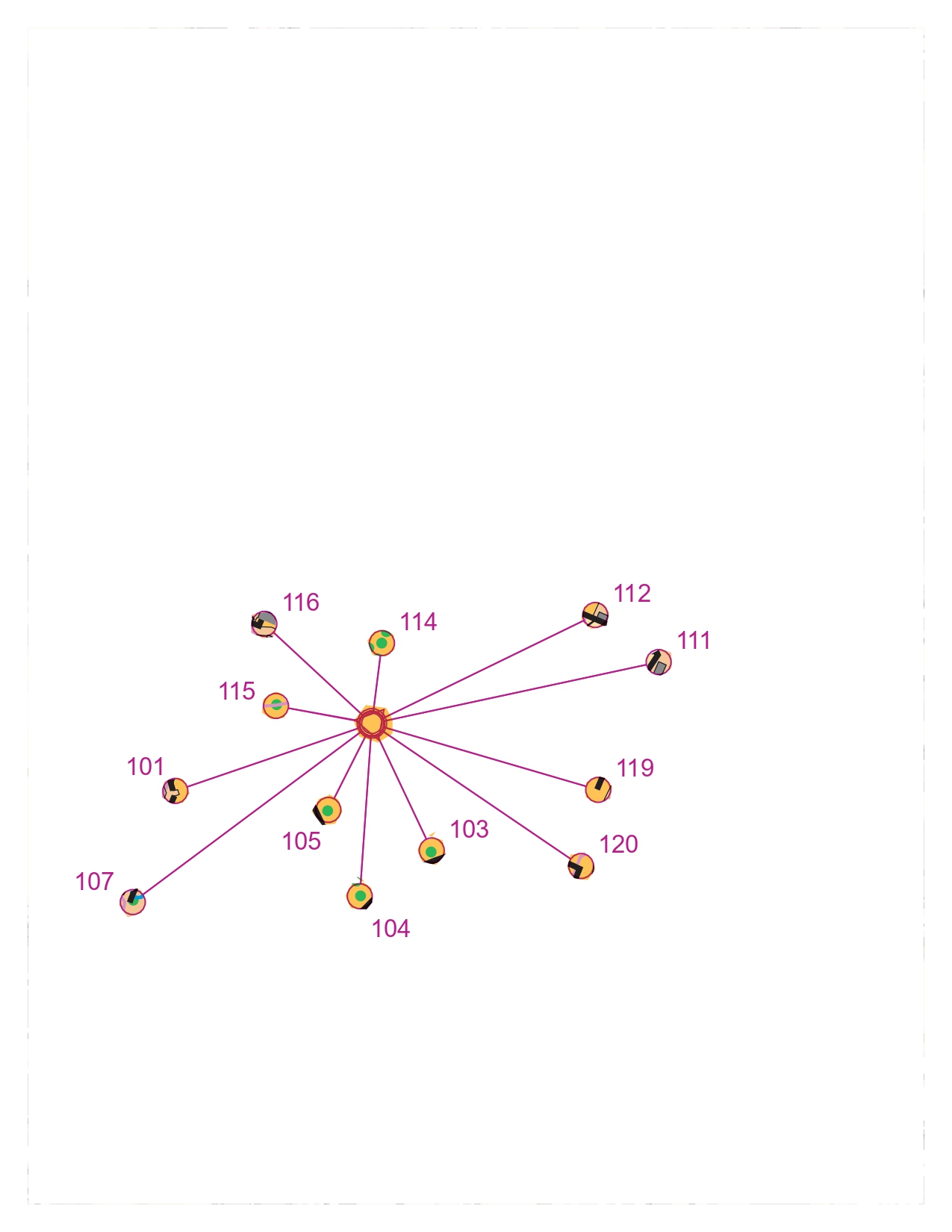 Spider diagram: a central start point with lines radiating out to numbered checkpoints